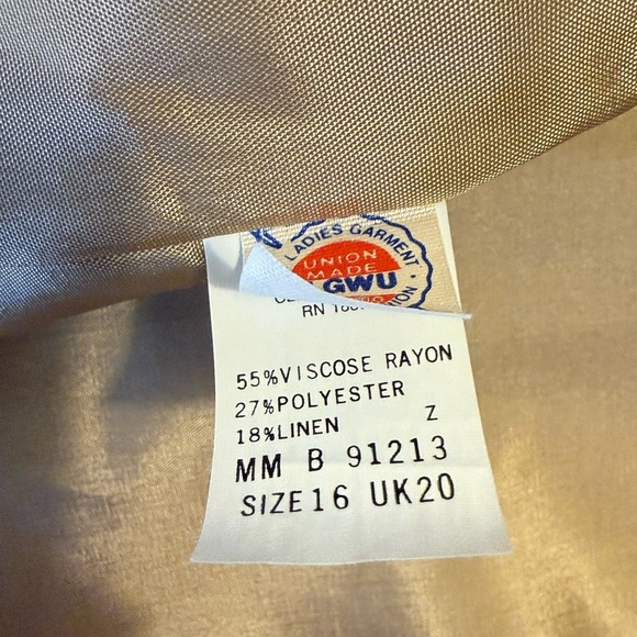 JH Collectibles NWT vintage style Tan Linen poly blend Blazer SZ 16 - Picture 6 of 9